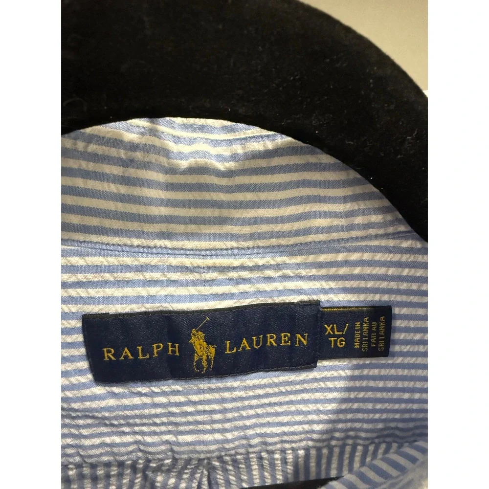 Polo Ralph Lauren Mens XL Seersucker Striped Short Sleeve Button Down Shirt - Picture 2 of 4